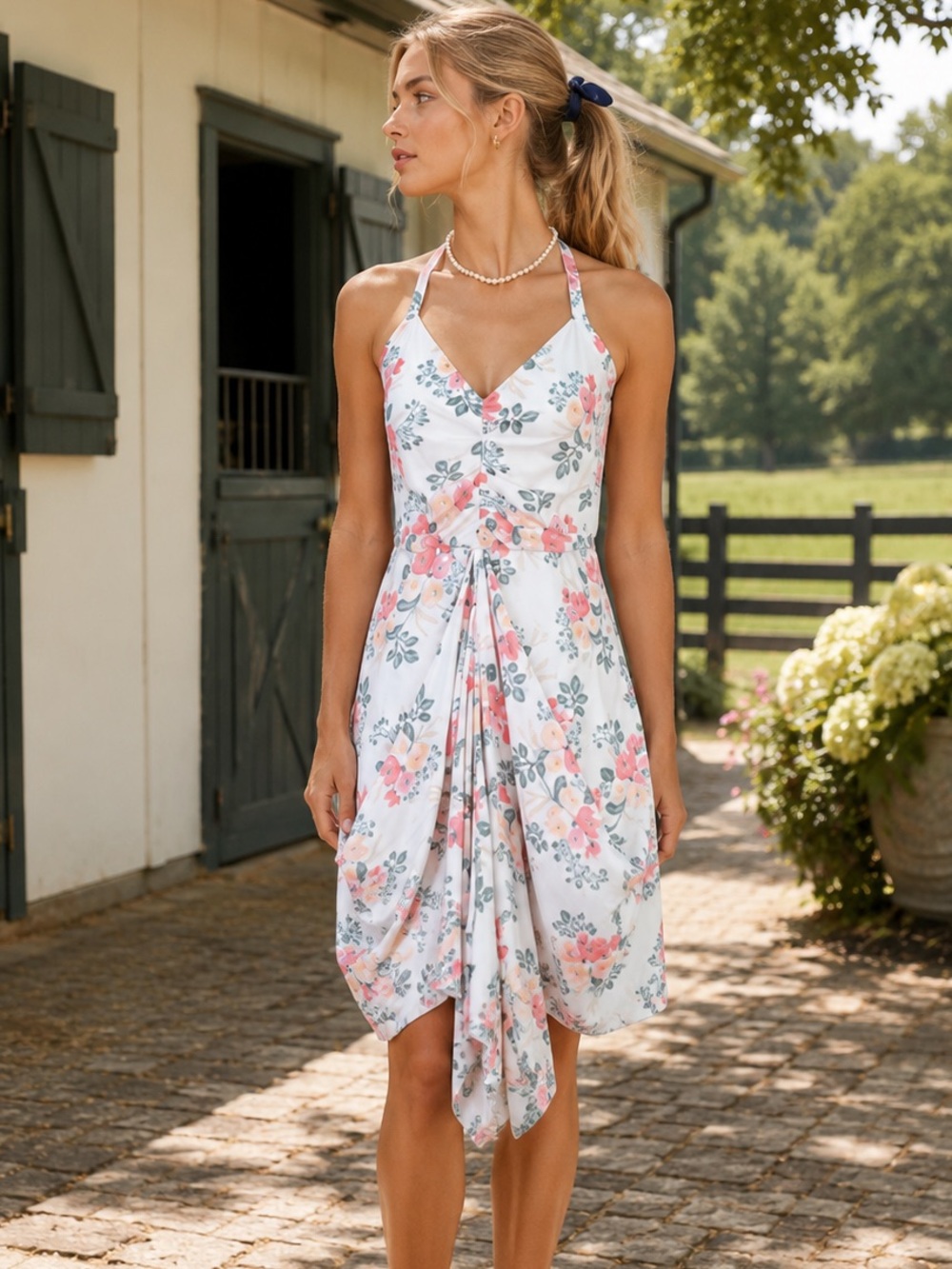 NWT PAPER CROWN X RIFLE PAPER CO. Draped Floral Halter Garden Party Dress, S
